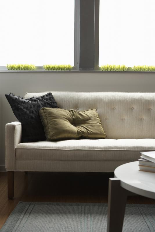 couch with pillows in a counseling office